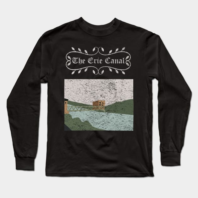 Vintage Erie Canal Illustration Long Sleeve T-Shirt by nonbeenarydesigns